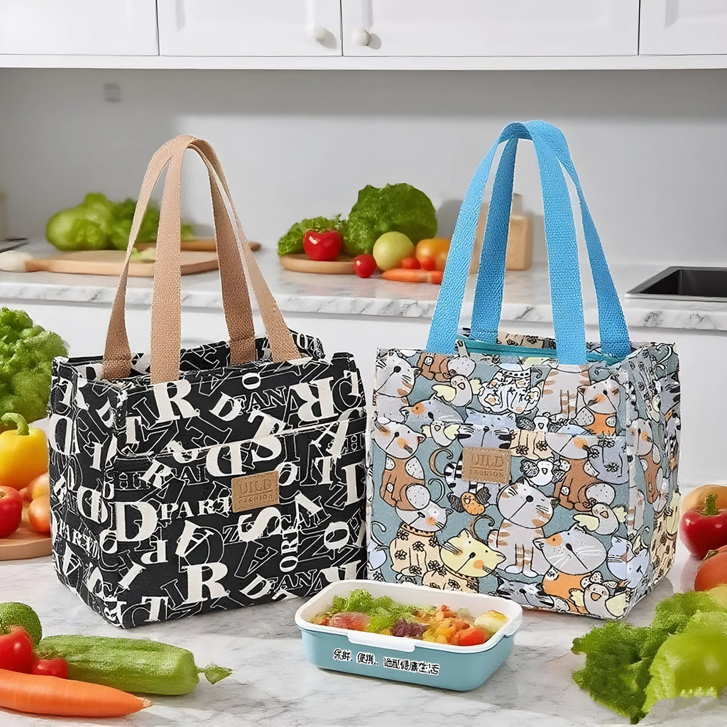 Women's printed canvas handbag with an aluminium handle in a floral design colour.