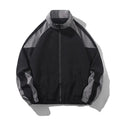 Men's casual jacket with contrast stitching design in black or dark blue with side pockets
