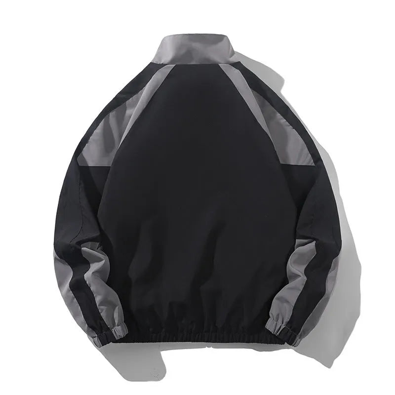 Men's casual jacket with contrast stitching design in black or dark blue with side pockets