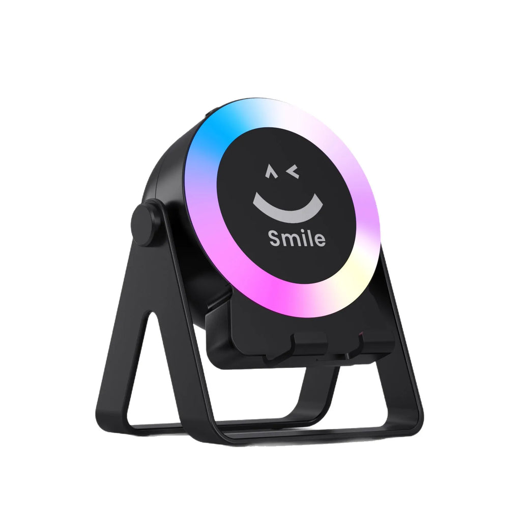 Black induction bracket Bluetooth speaker with LED lighting mounted on wall