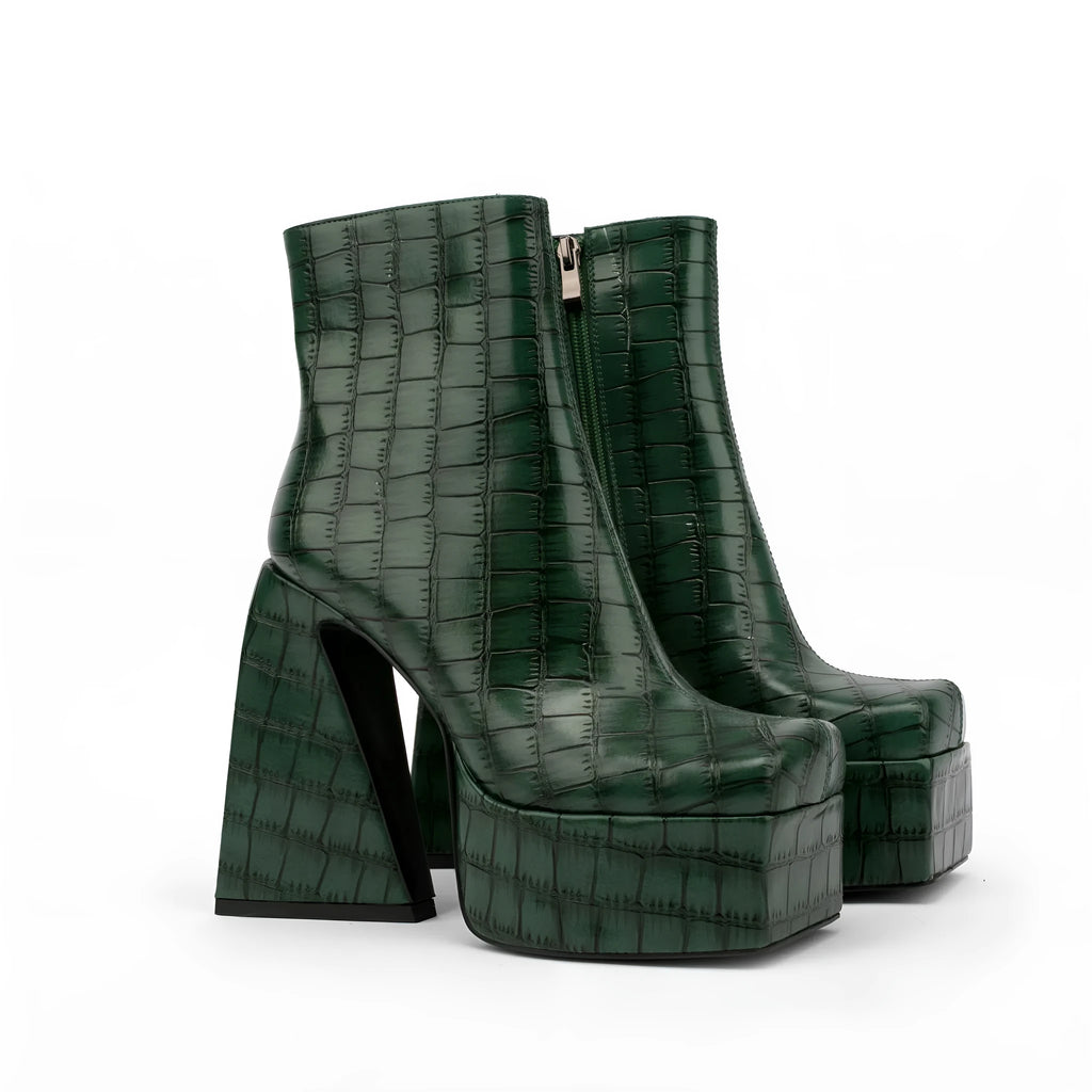 Women's ankle boots with high heels in artificial PU leather available in five solid colours