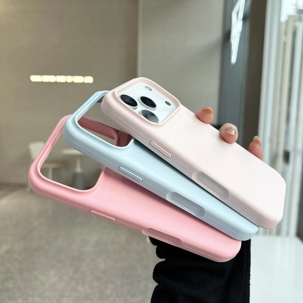 Liquid silicone magnetic phone case for iPhone with AI button in Antique White colour