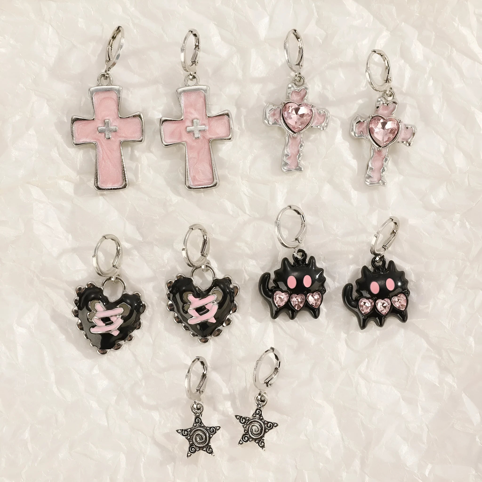 Women's alloy earrings with cross crystal designs in multiple colour options