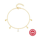 Sterling silver bracelet with gold-colour water drop diamond pendant geometric design
