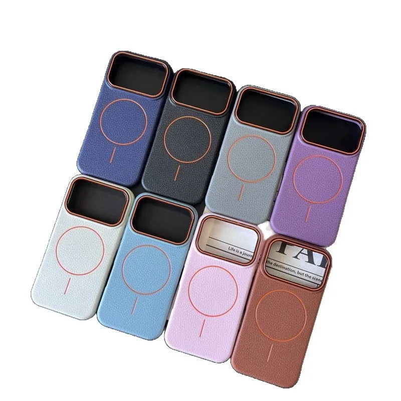 Litchi pattern magnetic iPhone case in black TPU with all-inclusive shockproof cover