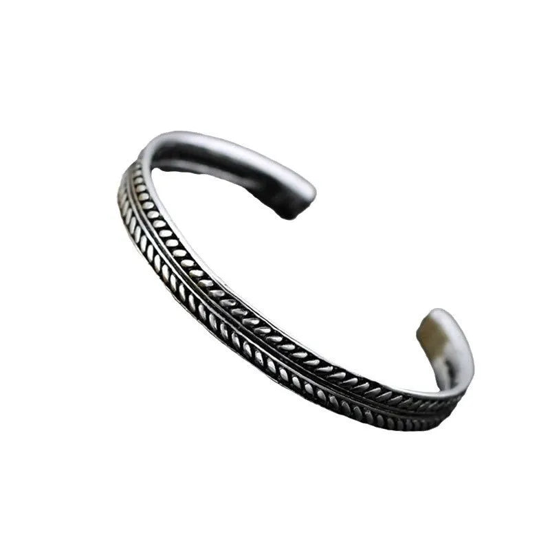 Women's Chinese retro style 925 silver opening bracelet with fish motif design in multiple colour options