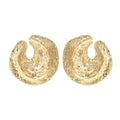 Exaggerated geometric women's earrings with irregular pleats and a concave-convex texture in gold colour