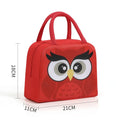 Orange bear cartoon insulated lunch box bag with aluminium foil lining.