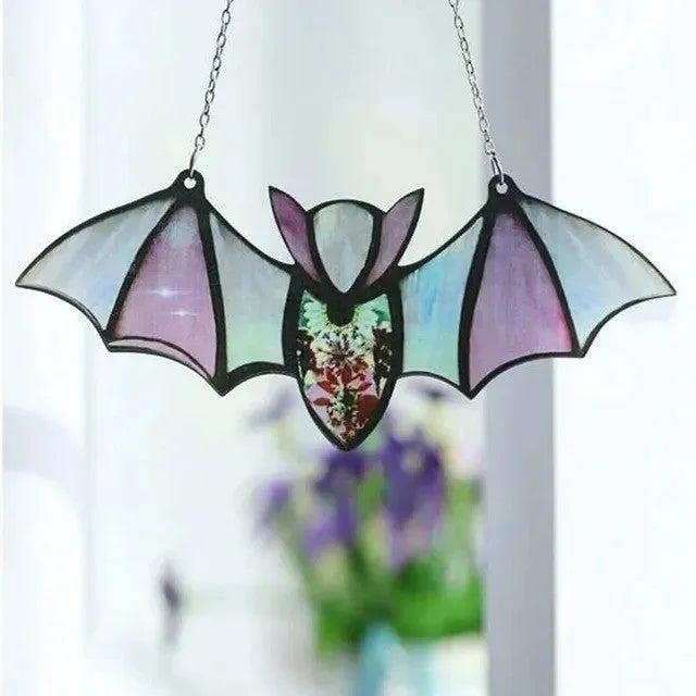 Modern acrylic bat window wall pendant with printed design in two size options
