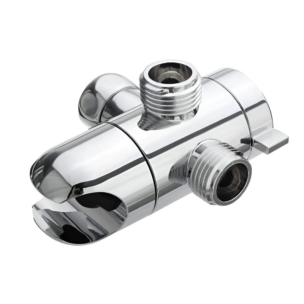 Copper water distributor with American bracket for shower head connections.