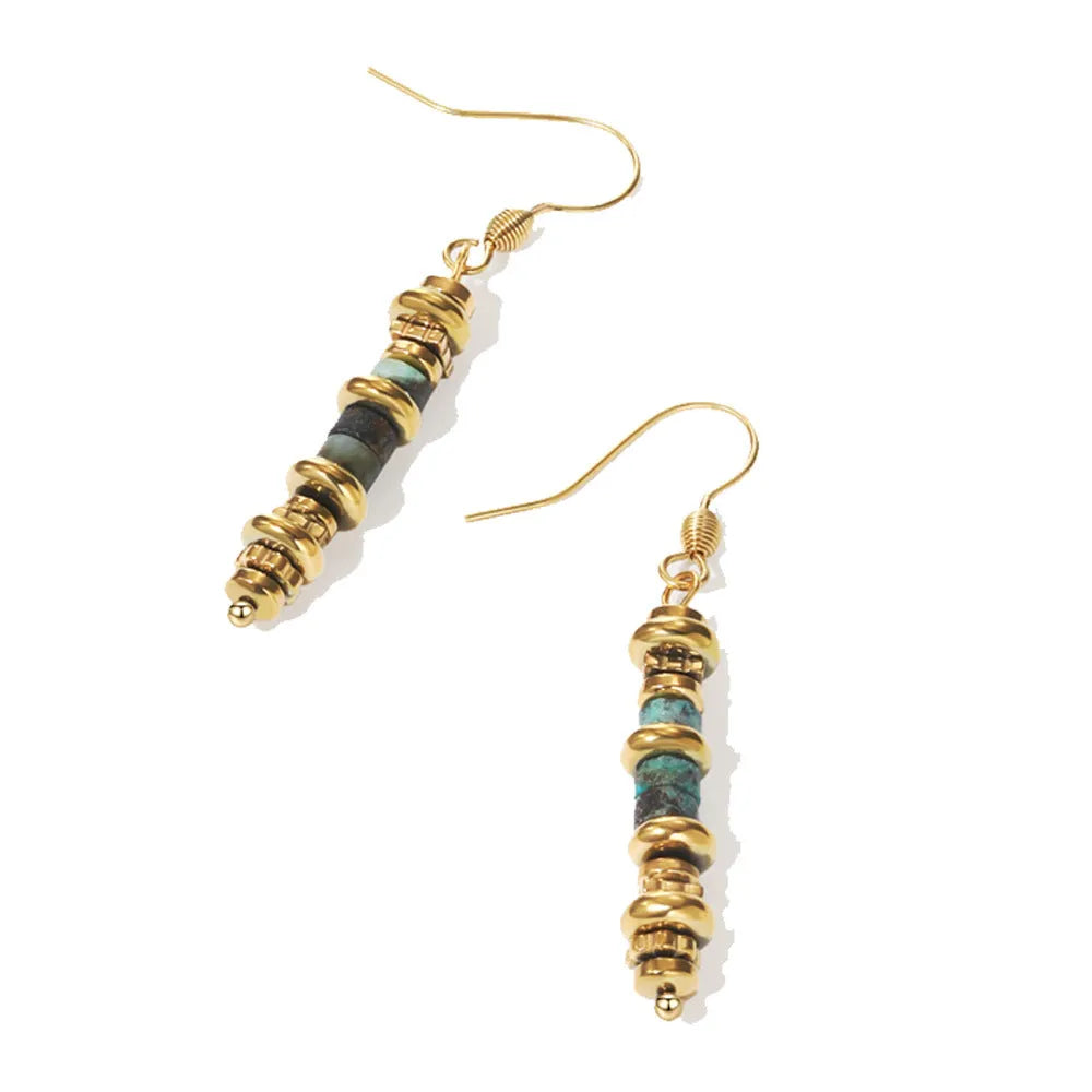 Titanium steel geometric dangle earrings in retro style with 18K purity