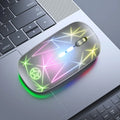 Wireless Bluetooth gaming mouse showing dual-mode connectivity, luminous charging indicators, and metal roller in Star Black colour option.