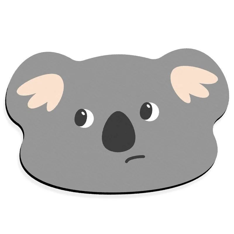 Cartoon animal diatomite bathroom mat with non-slip backing in brown bear, frog, hippo, koala, or lion design.
