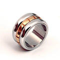 Ultra-wide titanium steel knuckle tail ring in gold colour with rotatable design