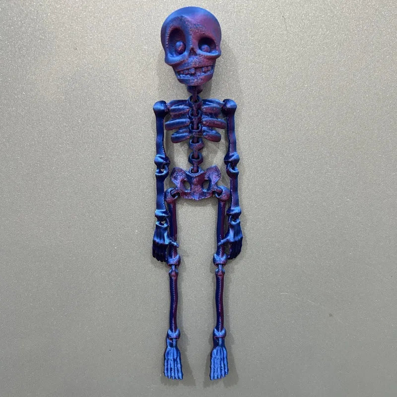 A detailed 3D printed white skull refrigerator magnet, 18cm tall, against a dark background.