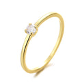 Personalised women's copper ring with a single diamond in a geometric fine circle design.