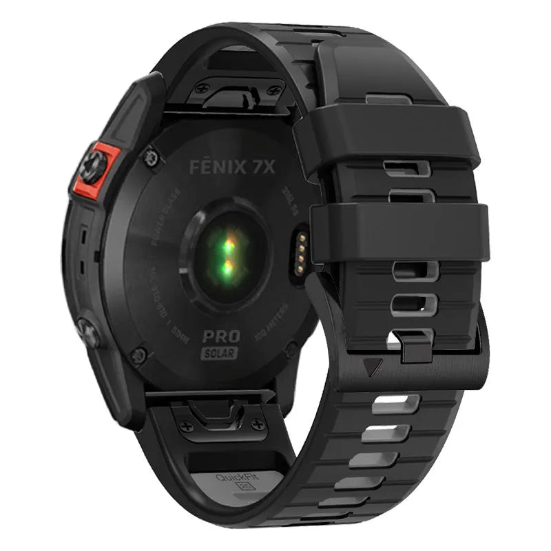 Fenix87pro6 two-tone silicone watch strap with quick-release pins in black and red colour combination
