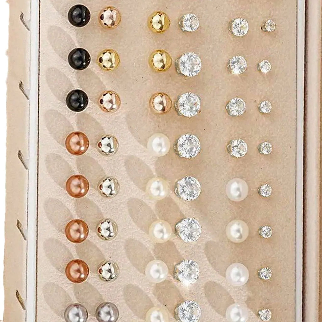 108-piece set of gold and yellow geometric round pearl alloy earrings for women.