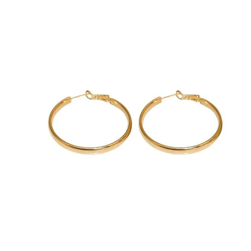 40mm circular metal earrings with gold or silver electroplated finish on copper