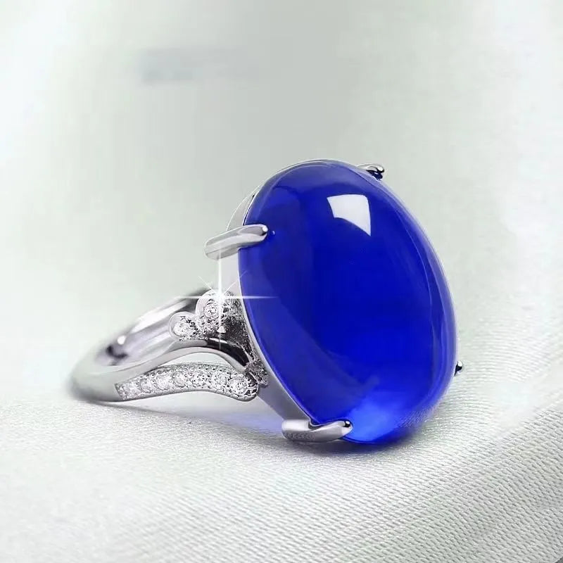Geometric ethnic style adjustable sapphire ring in alloy with five colour options