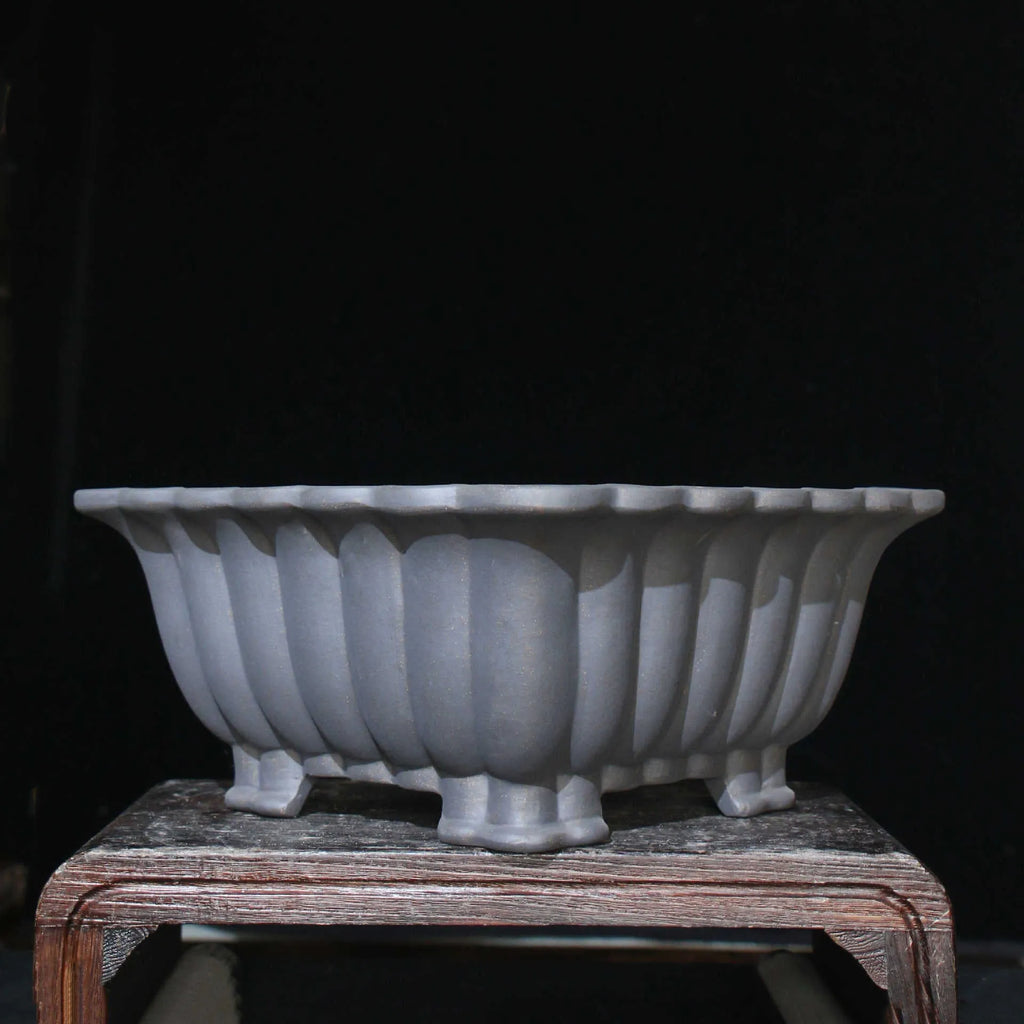 Purple sand ceramic square bonsai pot with 37x15cm inner dimensions for desktop display