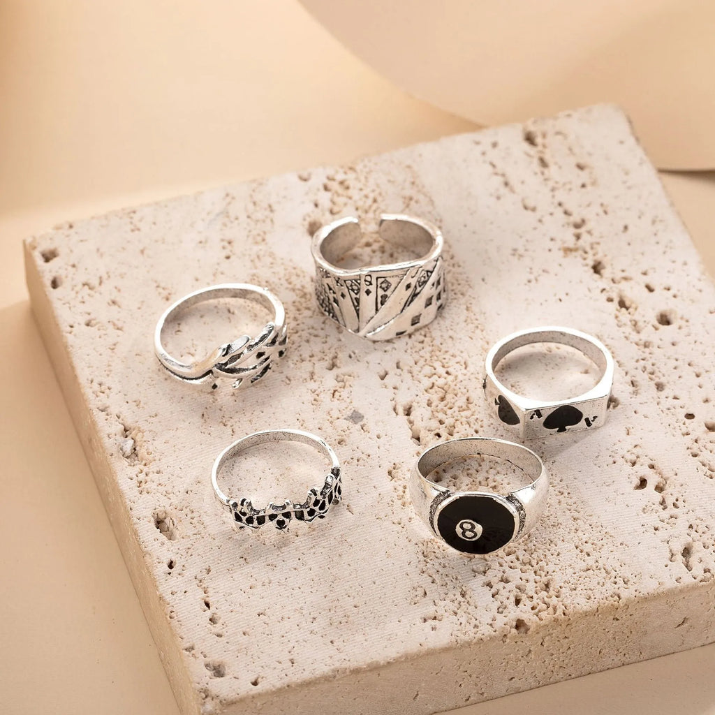 Black alloy ring with retro spade card poker design
