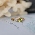 Japanese style geometric imitation peridot ring in antique copper for women, US sizes 6-9