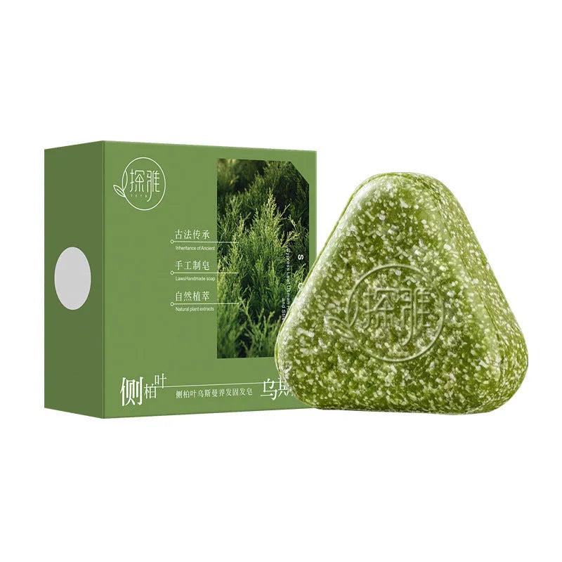 Chinese arborvitae twig Usman herbal soap bar measuring 4.2x3.9x1.2cm with 120g net content