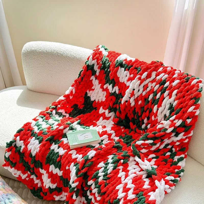 Thick striped chenille winter blanket measuring 130 by 170 centimetres in a choice of four colours.