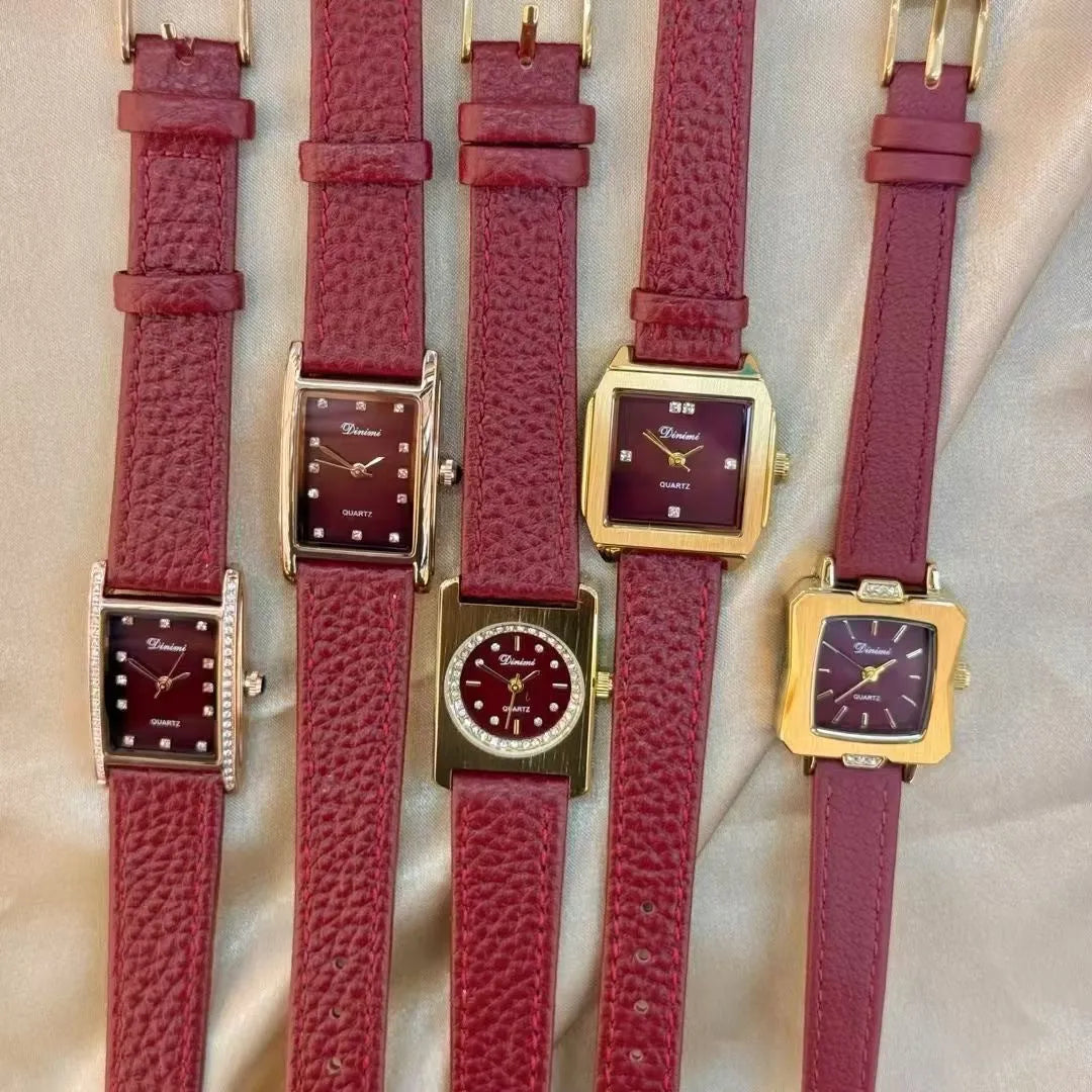 A Chinese-style alloy women's watch with various dial designs like camellia and octagonal diamond on an 8mm thick case.