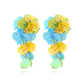 Handmade colourful flower and leaf bead earrings in exaggerated European American style.
