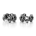 Retro skull design stainless steel ear clips with hollow geometry and electroplated finish