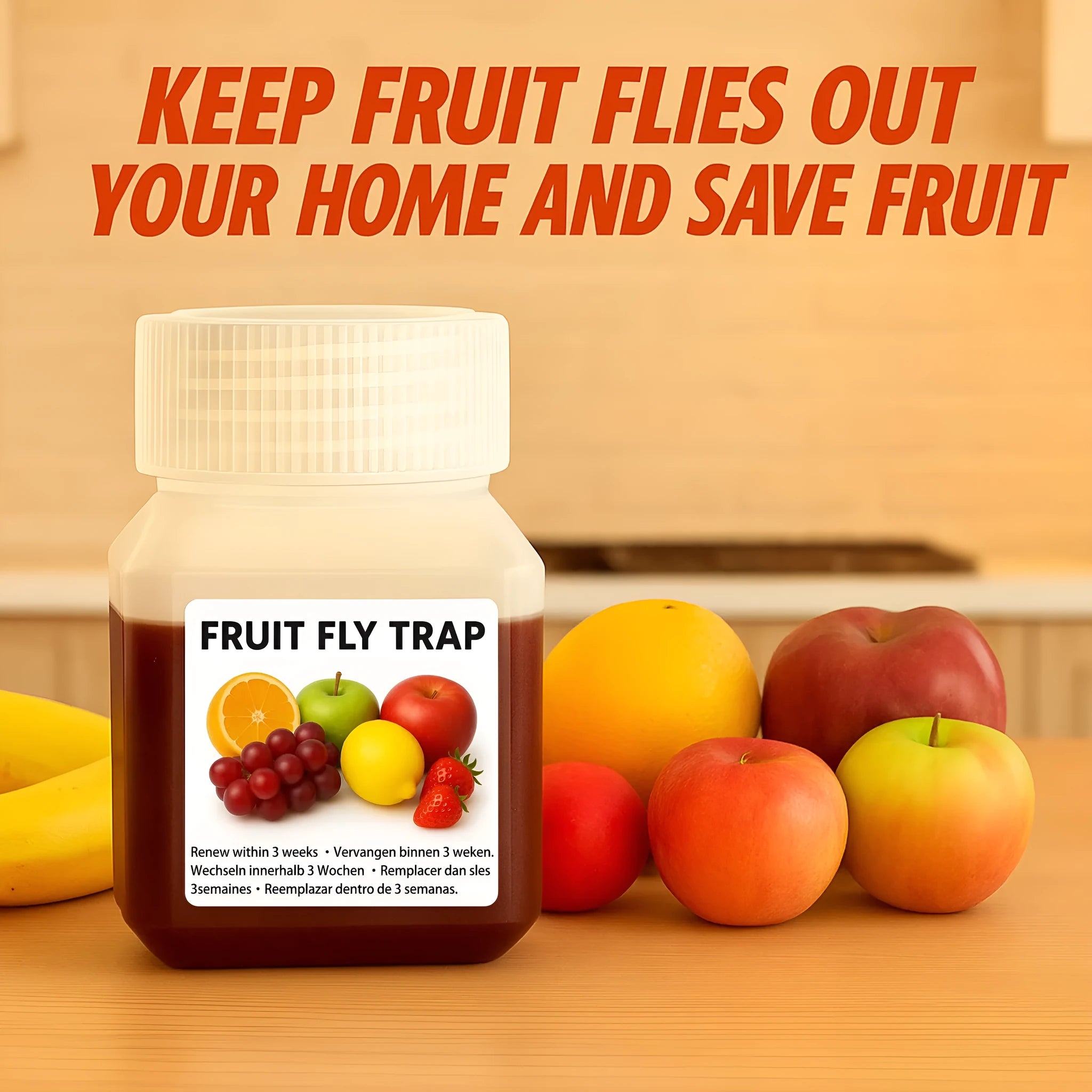 Bottle of fruit fly trap bait liquid refill for SK003 models