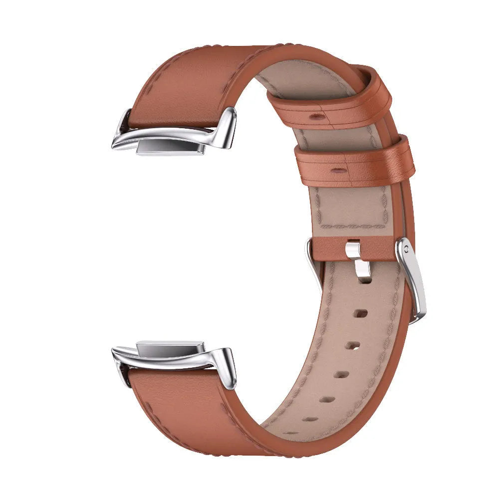 Microfiber Leather Watch Strap for Fitbit Charge 6/5 Skin-friendly Sweat-resistant Business Style Band with Linker Black Brown Silver Gold 110/75mm Sizes