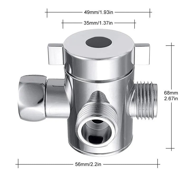 Copper water distributor with American bracket for shower head connections.