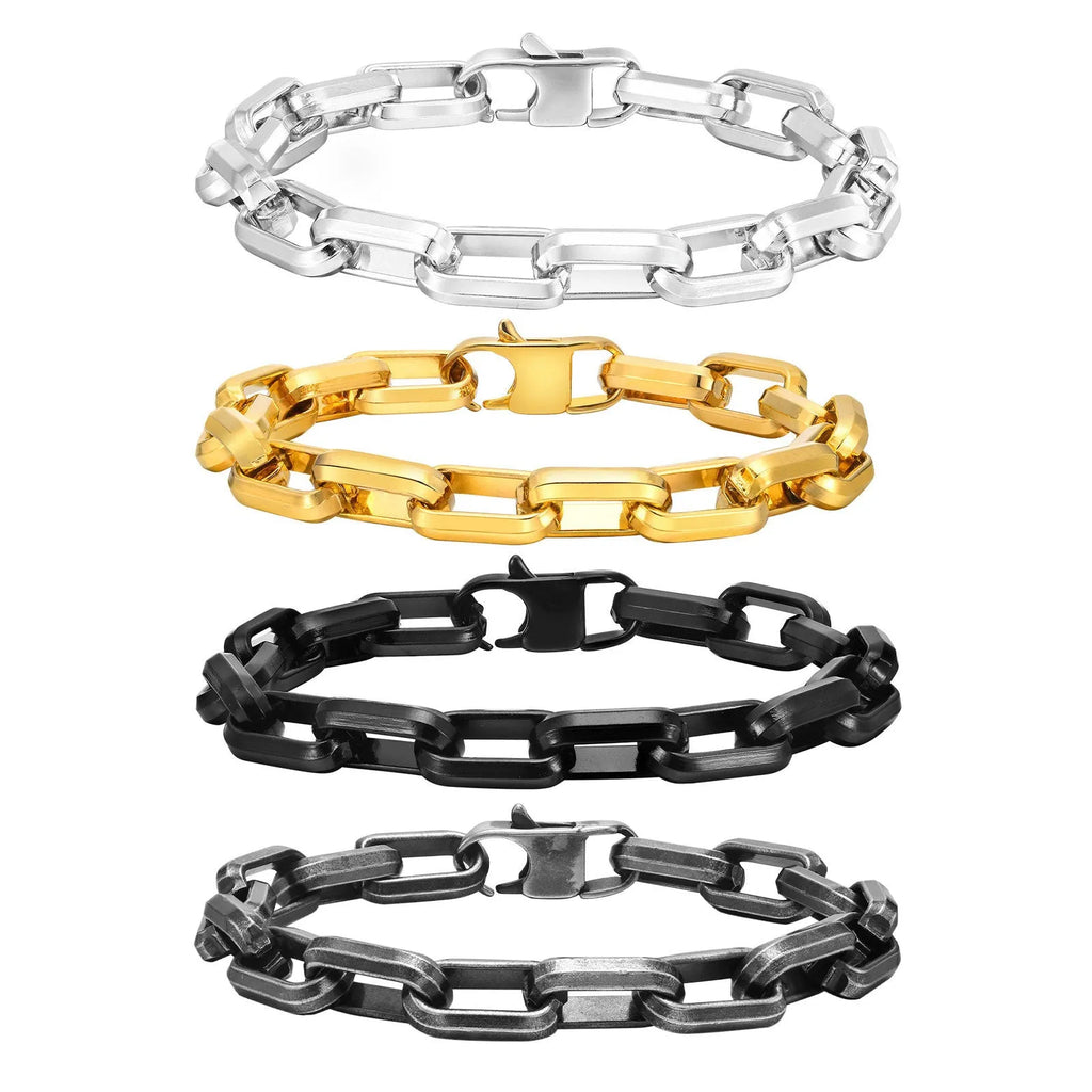 Men's titanium steel bracelet with a simple square chain design in a choice of colours.