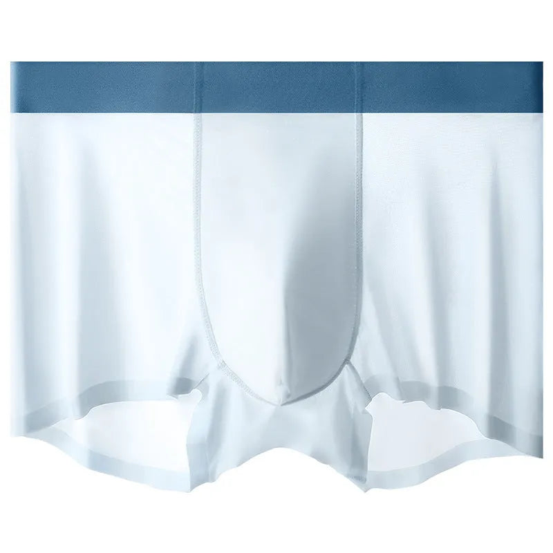 Men's ice silk graphene antibacterial shorts in bean green, black, khaki, light pink, and light blue colours
