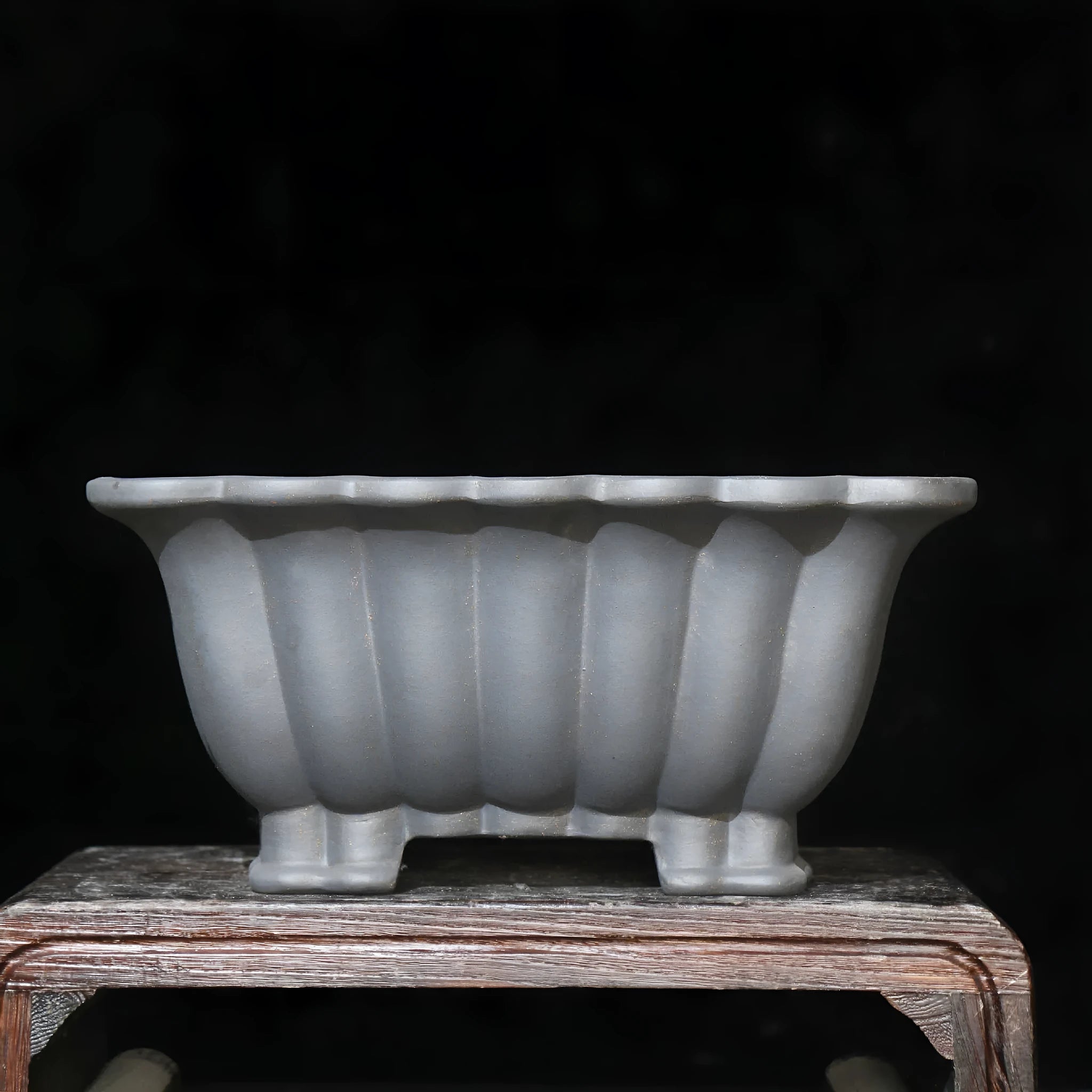 Purple sand ceramic square bonsai pot with 37x15cm inner dimensions for desktop display