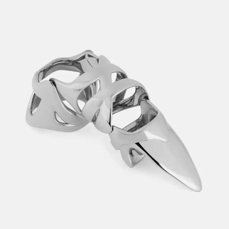 Silver punk armour finger stall ring made of alloy for gothic fashion.