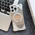 Frameless metal magnetic bracket phone case for iPhone 16 Pro in black electroplated finish
