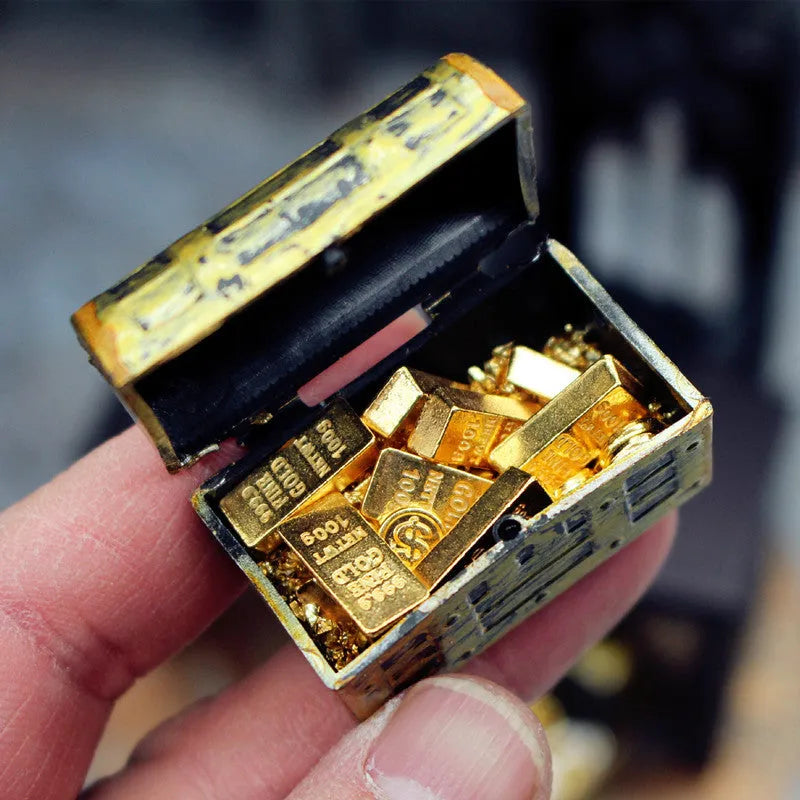 Alloy gold coin and gold bar treasure box miniature doll house accessory ornament