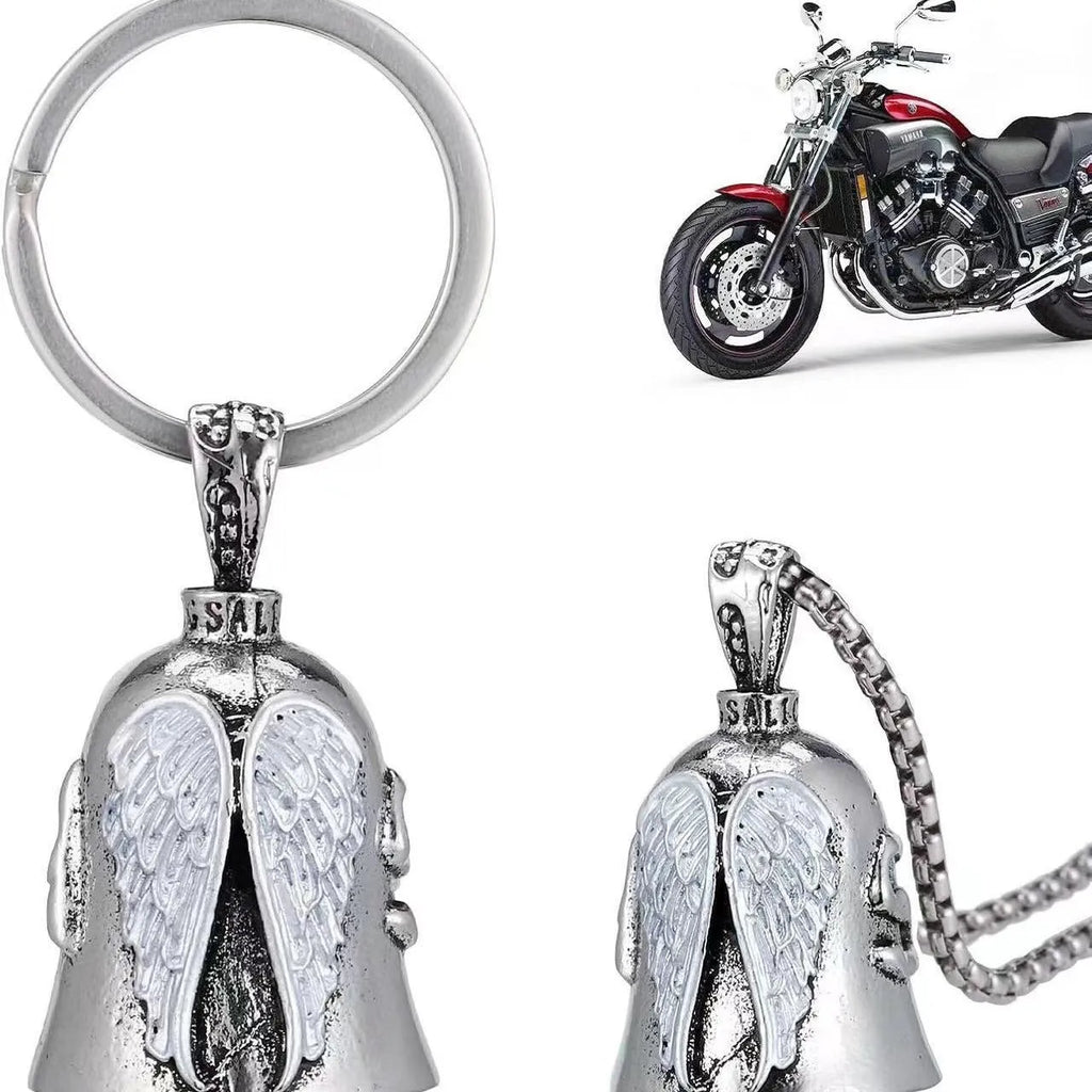 Vintage angel feather necklace and keychain set with white wings design in electroplated alloy