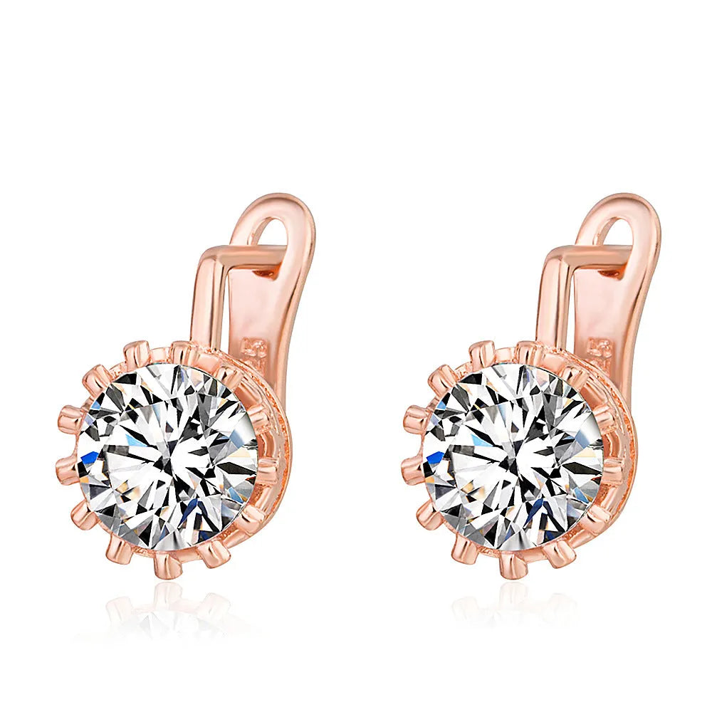 Korean retro crown ear clip in rose gold and white gold colour options on a white background.