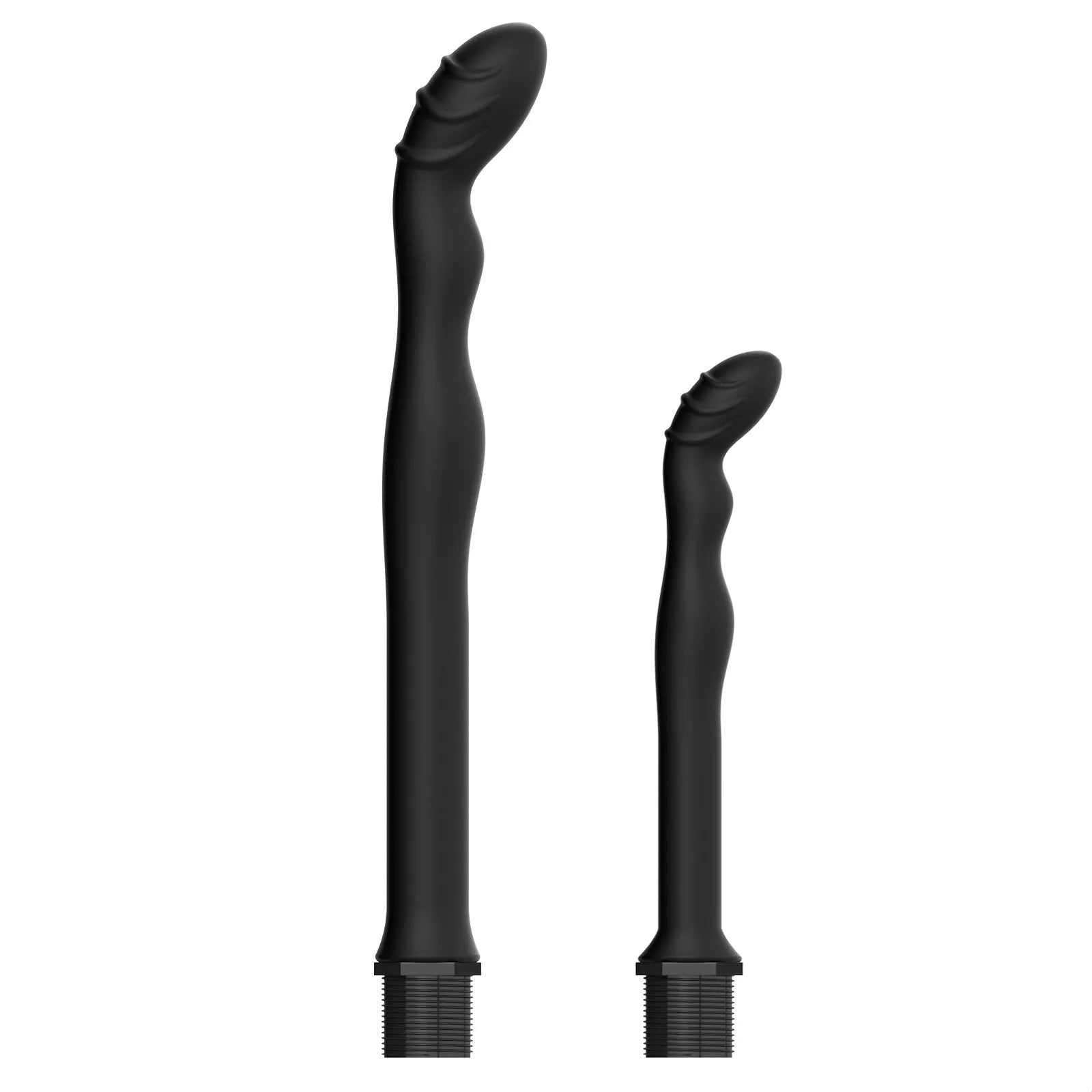 Black silicone hosepipe flusher with sausage filler head for outdoor cleaning.