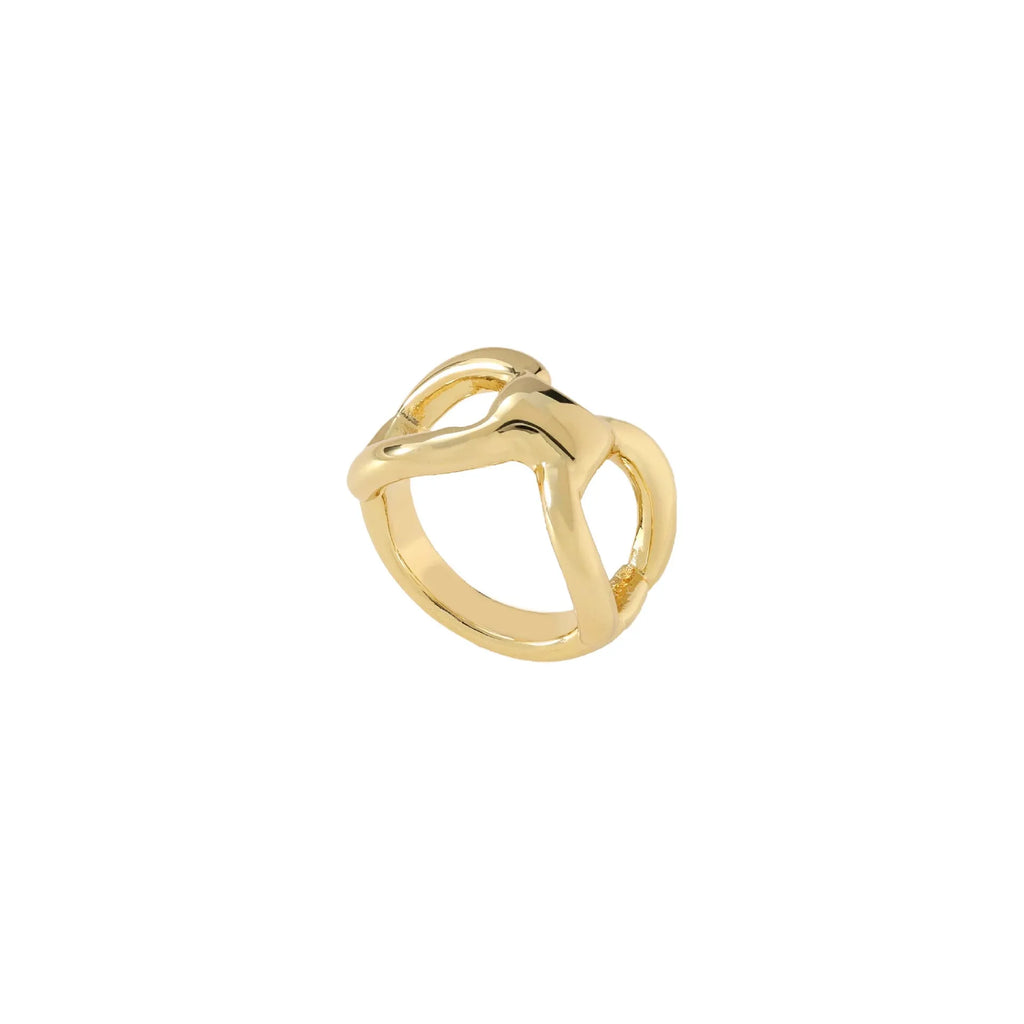 Women's titanium steel hollow butterfly bow ring with geometric design in gold or steel colour