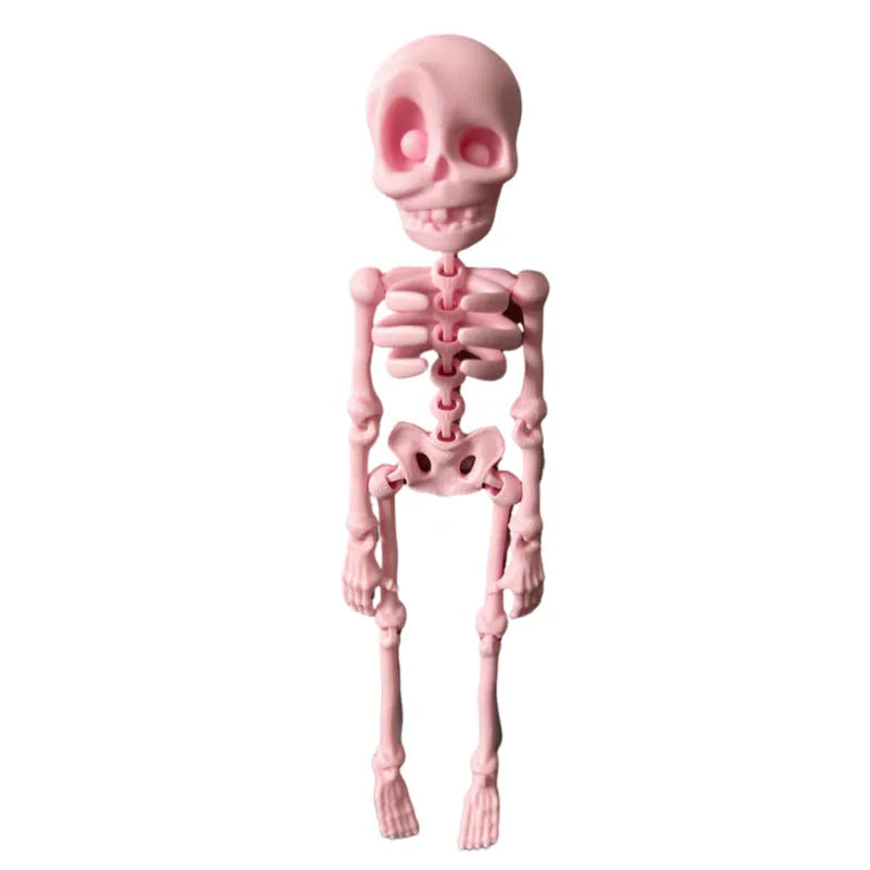 A detailed 3D printed white skull refrigerator magnet, 18cm tall, against a dark background.