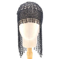 Handmade beaded belly dance performance hat with alloy construction and tassel detailing