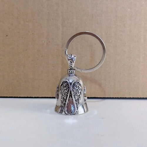 Angel white wings keychain and necklace set with electroplated alloy vintage feather design
