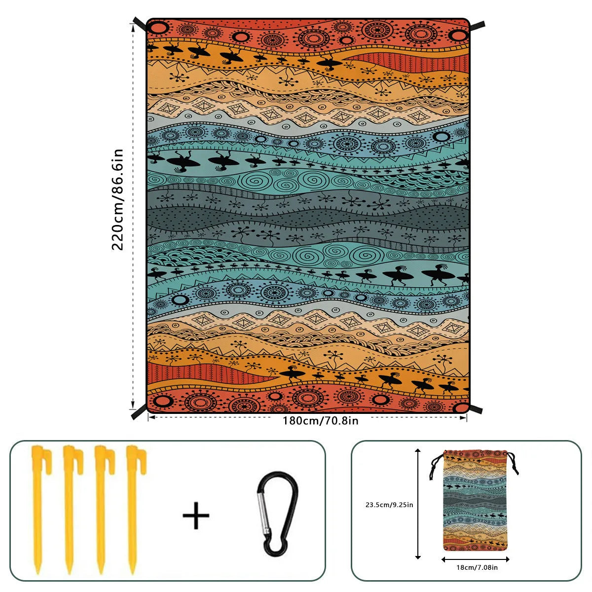 Moisture-proof polyester outdoor picnic mat 180x220cm for 4-6 people fashion design