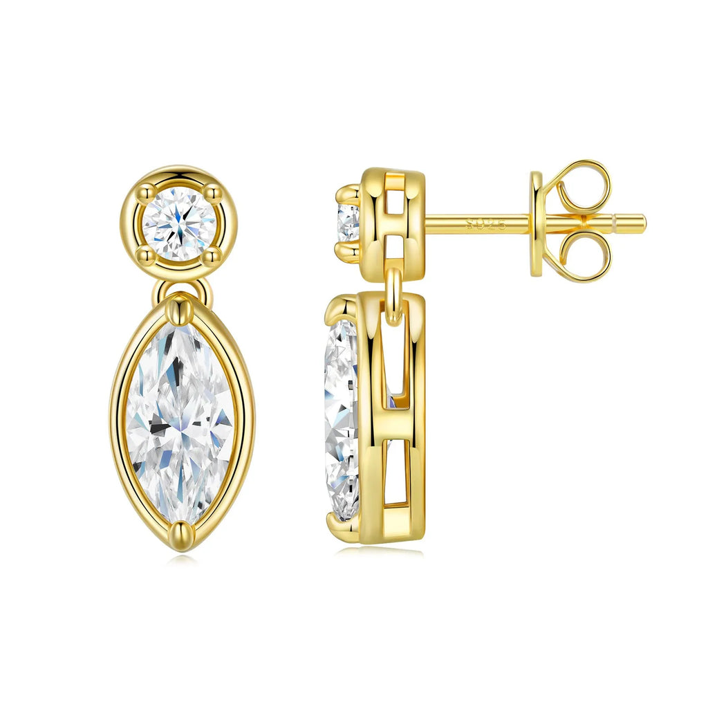 925 silver moissanite ellipse earrings unisex non-fading light luxury jewellery